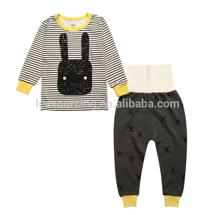 Wholesale 100% cotton printed two piece set baby boy clothing set outfits