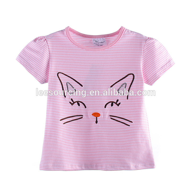Wholesale stripe cute style cotton soft t-shirt for girl