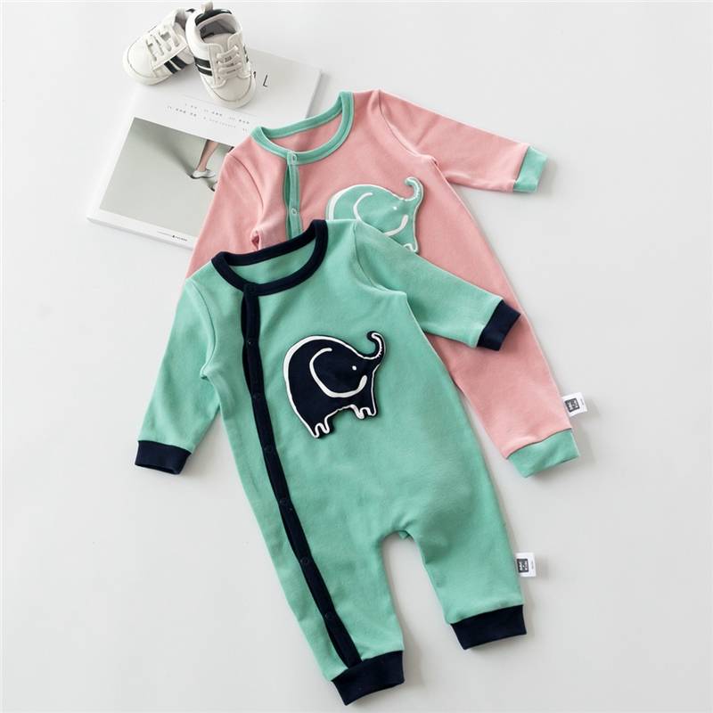 100% Kotono Somero Newborn Toddler Plata kutimo impreso unu peco bebo jumpsuit