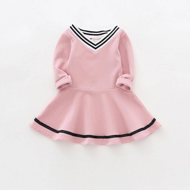 100% cotton girl clothing long sleeve one piece girls party dresses