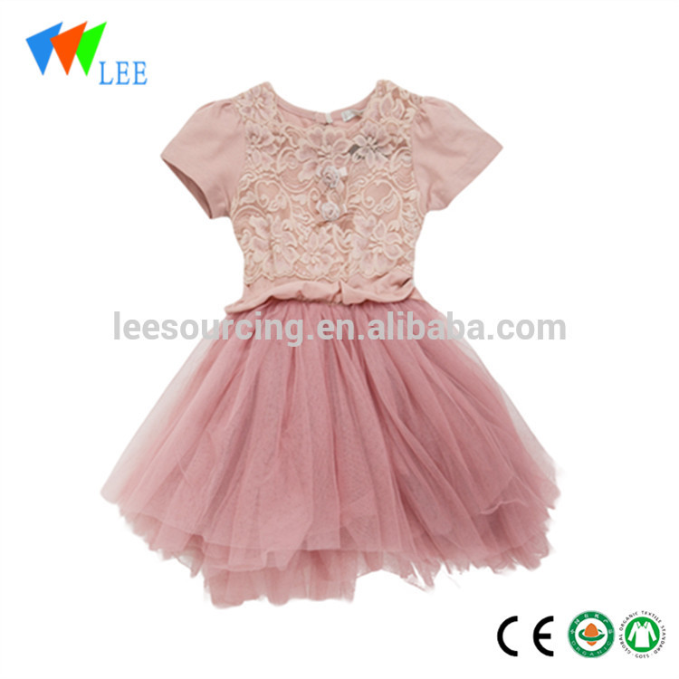 Wholesale Manufacturing Baby Cotton / polyester Summer Princess Design sinina sa mga Bata Girls Lace Sinina