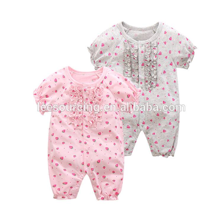 Sweet style full printing ruffle lace summer baby romper