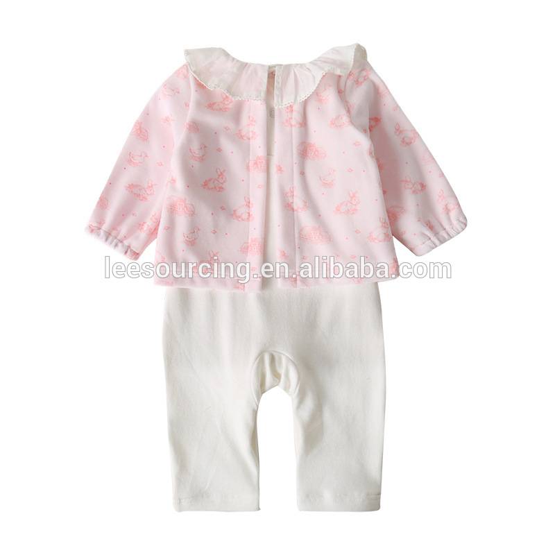 Baby girl pink 100% cotton bodysuits infant pink soft romper for winter