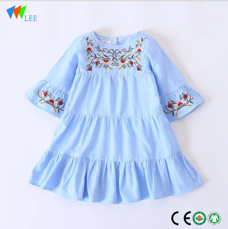 Knitted floral printed wholesale new fashion baby girl dress prices
