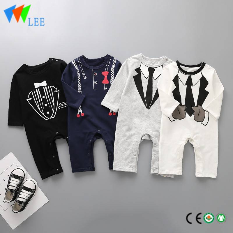 100% cotton O/neck comfortable cute baby long sleeve printed romper high quality