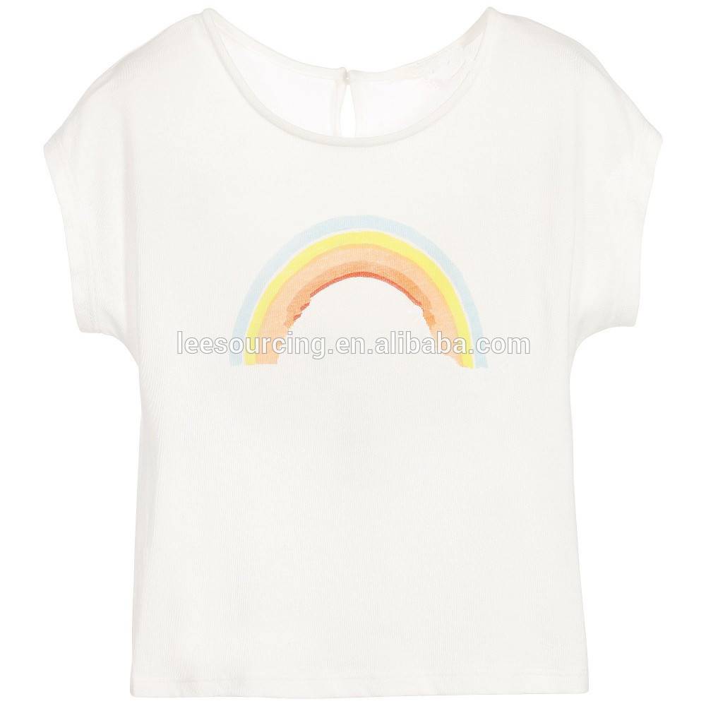 New Model kinderen t shirts fashion baby girl designs wholesale reinbôge printe t shirt