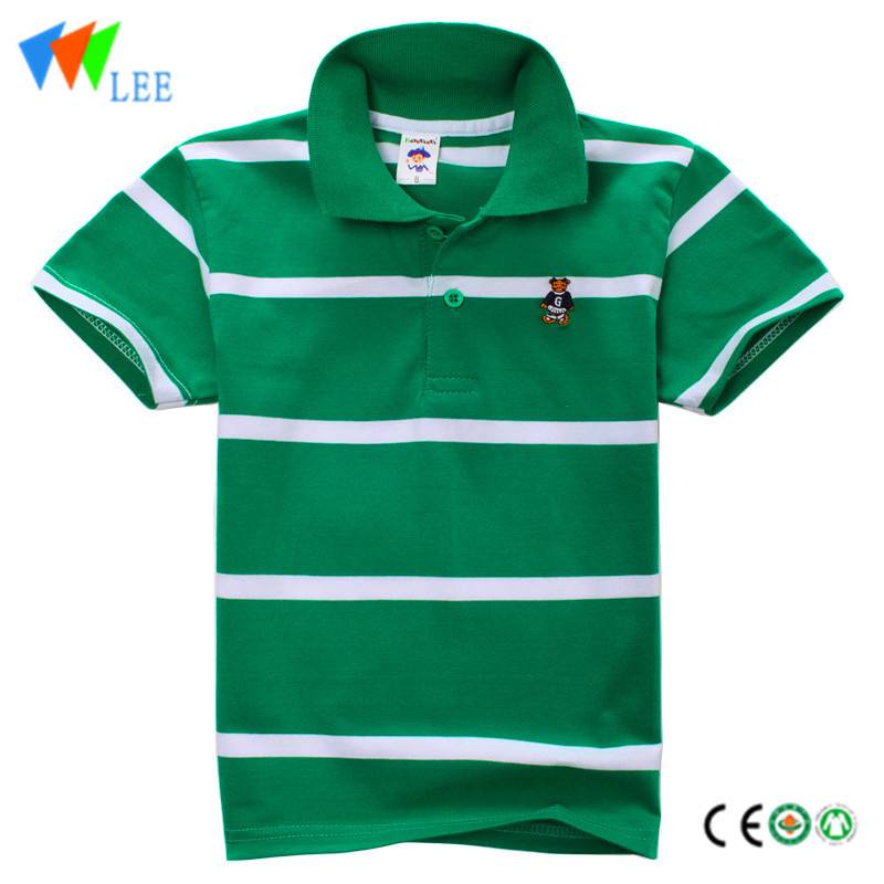 Chinese wholesale Girls Swimwear - kids boys casual polo shirts wholesale short sleeve lapel bead cotton stripe – LeeSourcing