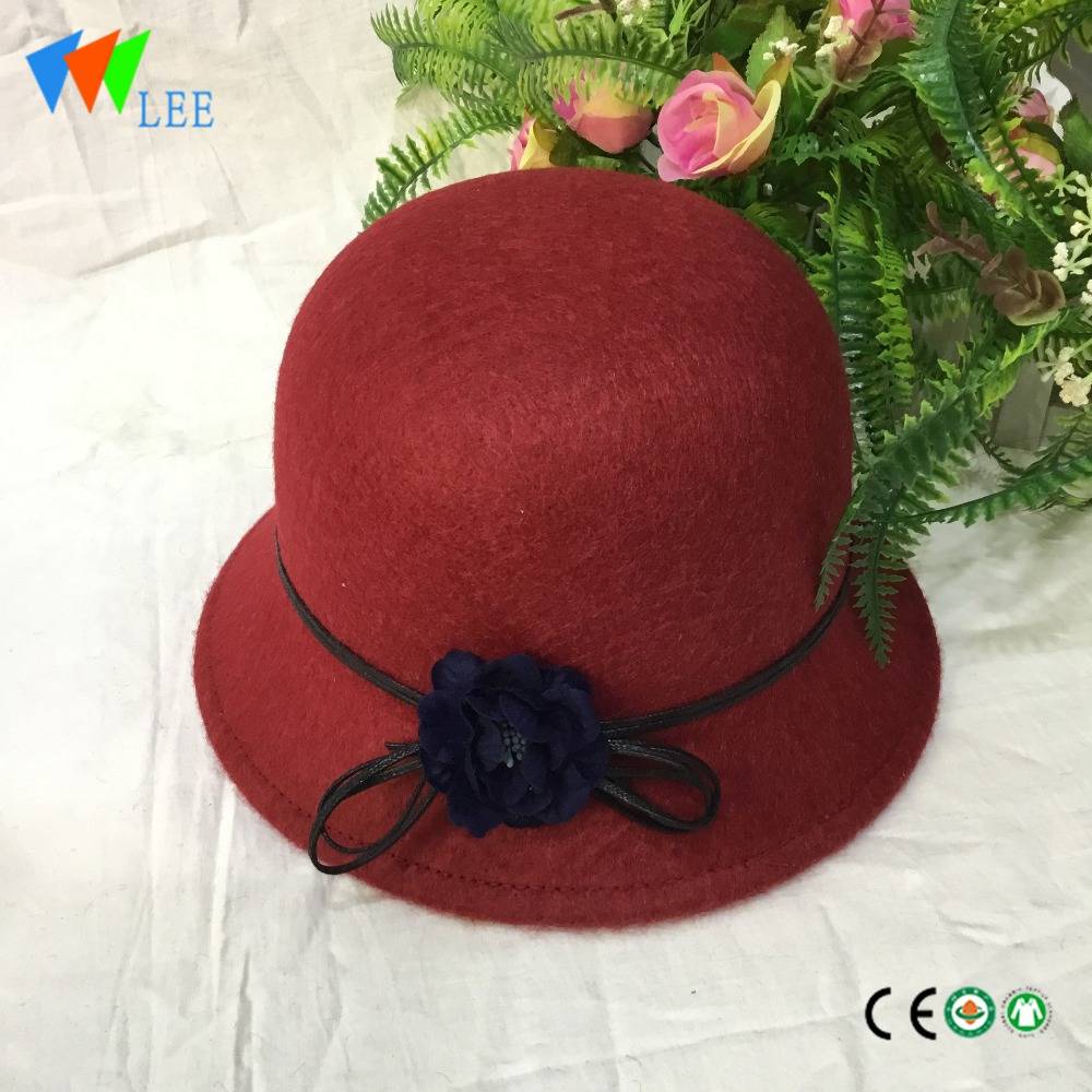 new style winter fashion wool fedora hats women dome flower sweetness