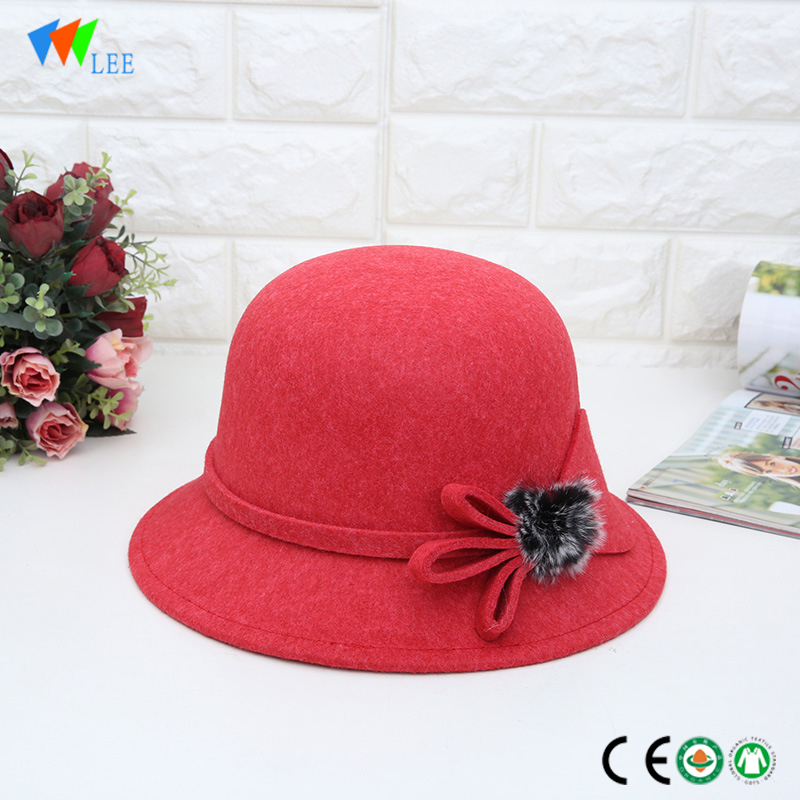 wholesale new style women's fashion woolen simple wide brim felt fedora hat