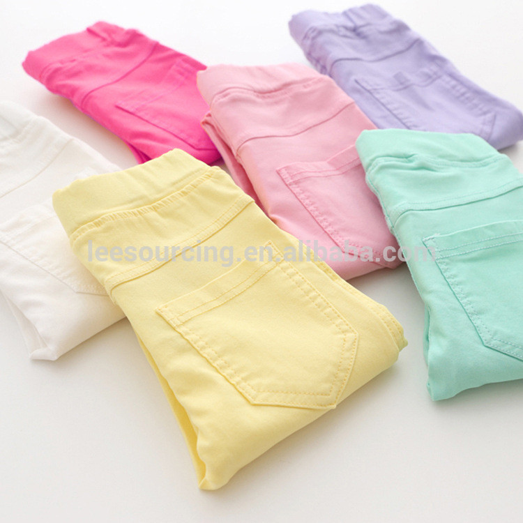 100% Cotton candy girls tight colorful jean style leggings children