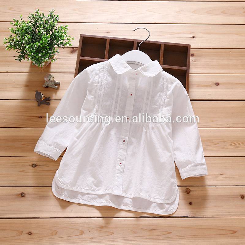 Wholesale blank white girl shirt blouse long sleeves baby kids shirt