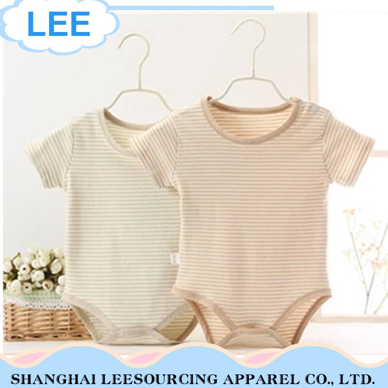 100% Cotton Casual Soft Organic Baby Summer Romper With Stripe