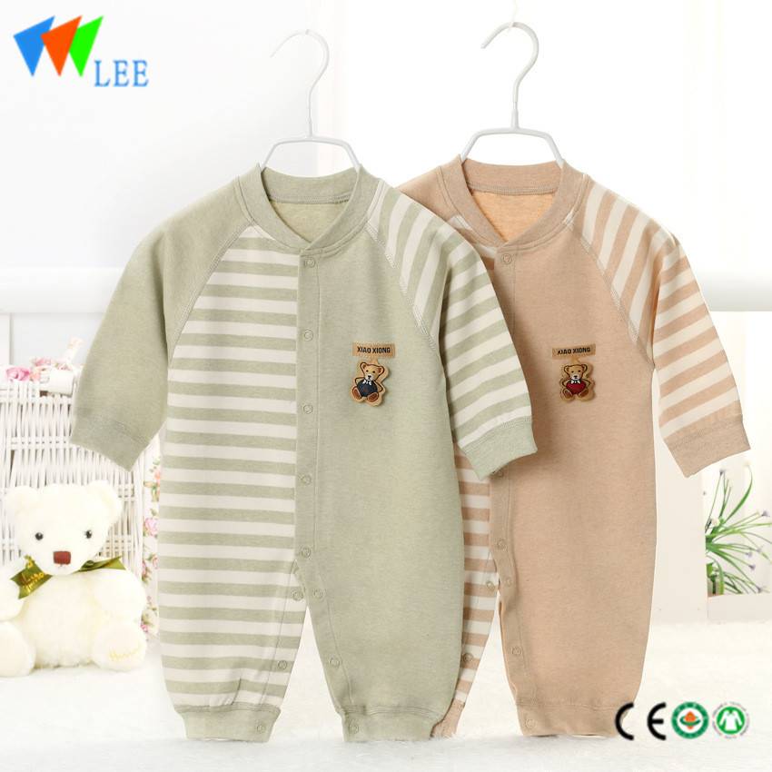 100% organic cotton O/neck comfortable long sleeve printing baby romper fancy