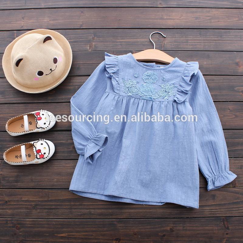 Good Wholesale Vendors Boys Casual Set - New style boutique solid color wholesale girls ruffle shirt – LeeSourcing