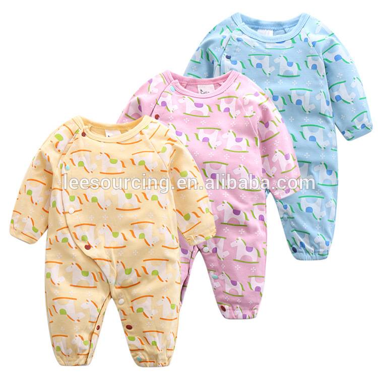 Wholesale long sleeve full printing cotton baby jumpsuit