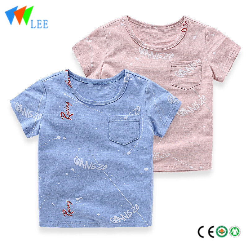 Бебе Деца унисекс деца вратот маици отпечатоци ѕвезди памук со џеб
