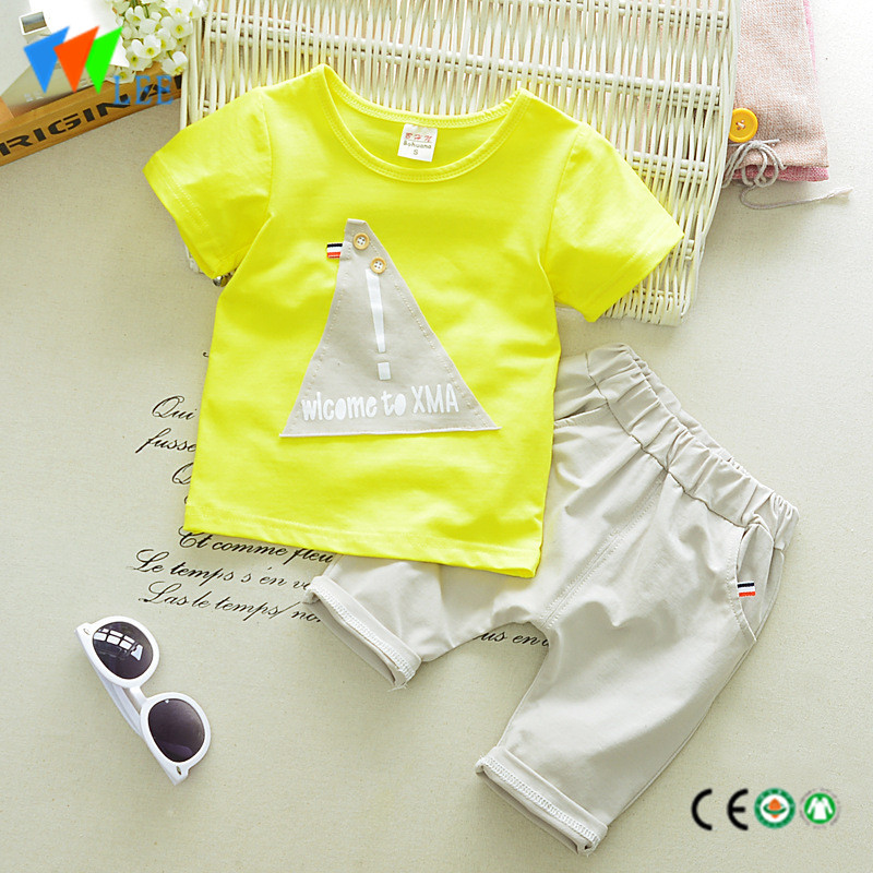 летни дрехи комплект 100% памук бебета костюм на едро бебе момче бродирани посещаван да ХМА