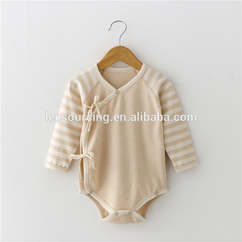 Wholesale 100% organic striped baby bodysuit baby jumpsuit striped high quality baby rompers