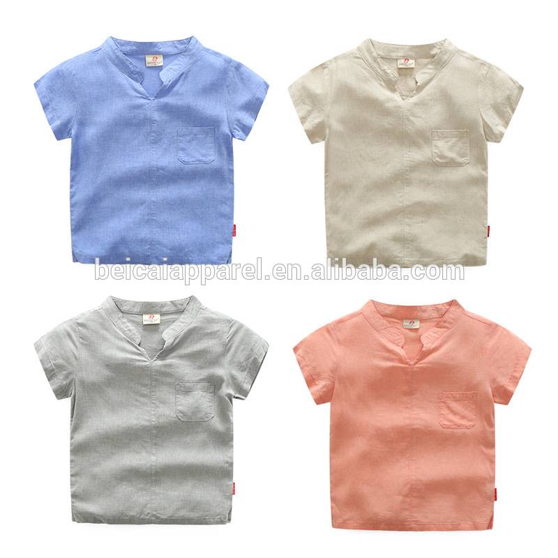 Wholesale Summer Little Boy T-shirts Cotton Linen Kids Clothes Children Clothes Casual style