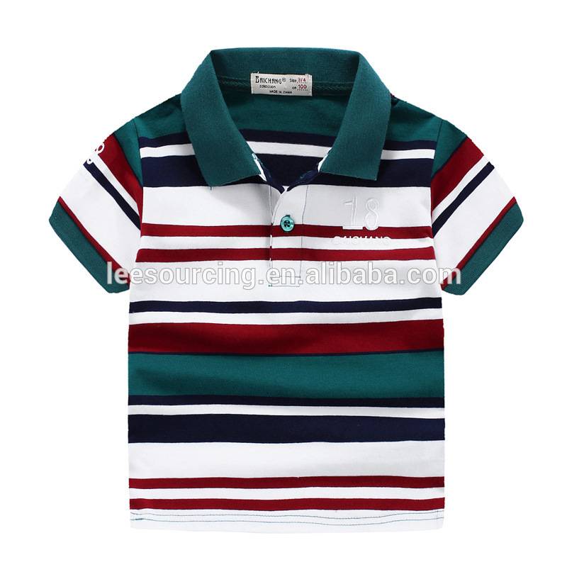 Chinese new design striped t shirts short sleeve baby boy polo t shirt latest design