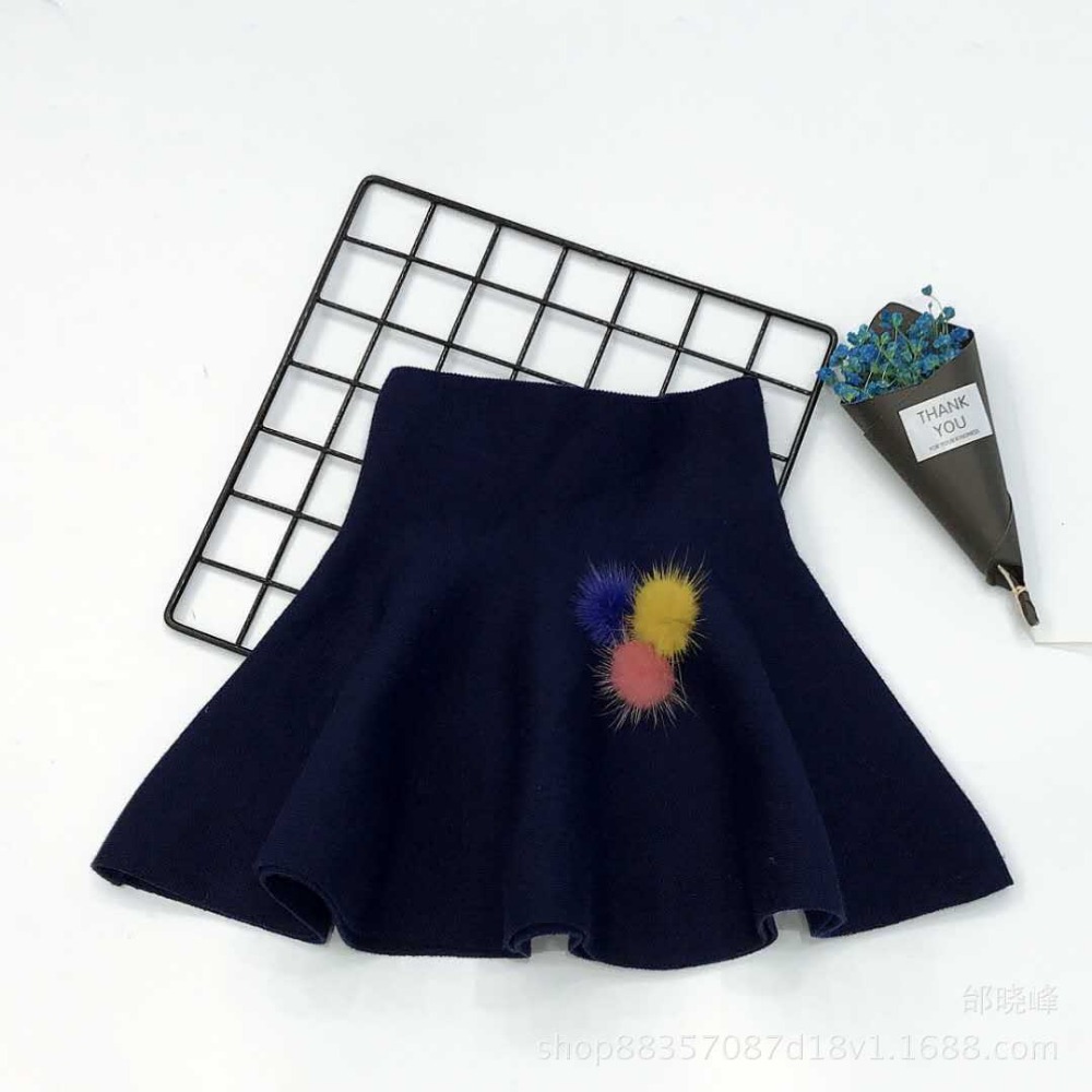 girls children winter wool long skirt with ruffle pure colour latest fashion dress designs
