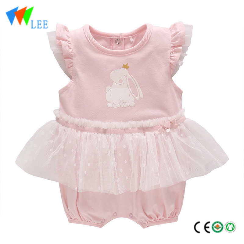 New style 100% cotton O/neck baby short sleeve romper high quality