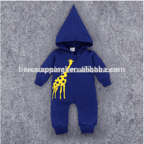 Wholesale animal pattern cotton knitted baby zip romper