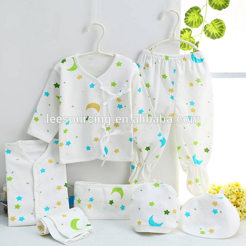 Wholesale high quality summer printing cotton soft baby newborn set