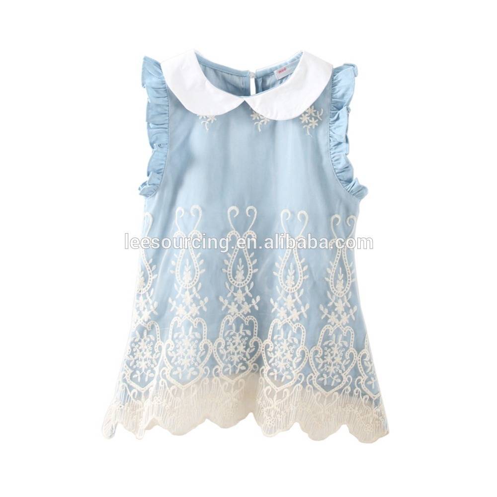 Wholesale baby clothing denim cute baby girls short one piece dress