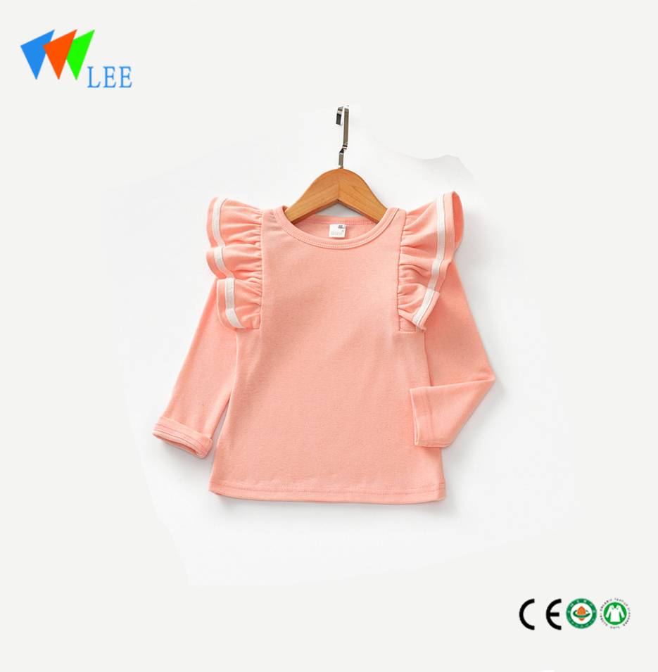 Wholesale preppy style children ruffle long sleeve t shirt baby girl clothing