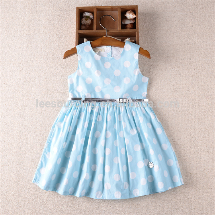 Wholesale summer sleeveless Girl polka dots poplin cotton dress Kids cotton dress Children poplin dress