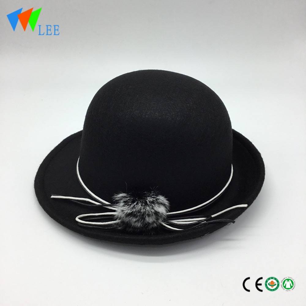 new style winter fashion wool fedora hats women dome Black and white belt Hair bulb
