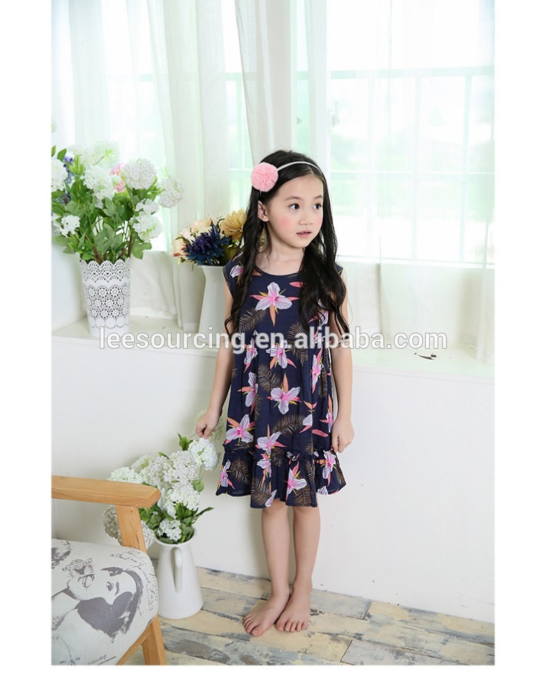 Girl Baby Cute Cotton Flower Printing Empire waist Ruffle Princess Dress