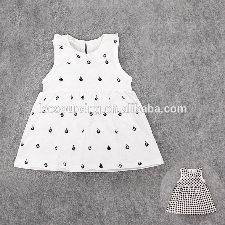 کودکان تابستان لباس دختر بچه 100٪ پنبه 2 سال لباس های قدیمی با نقطه سیاه و سفید عمده فروشی