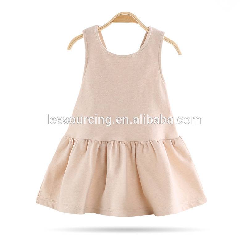 Fashion summer baby girl 100% cotton soft backless dress toddler vest dress with bow wholesale