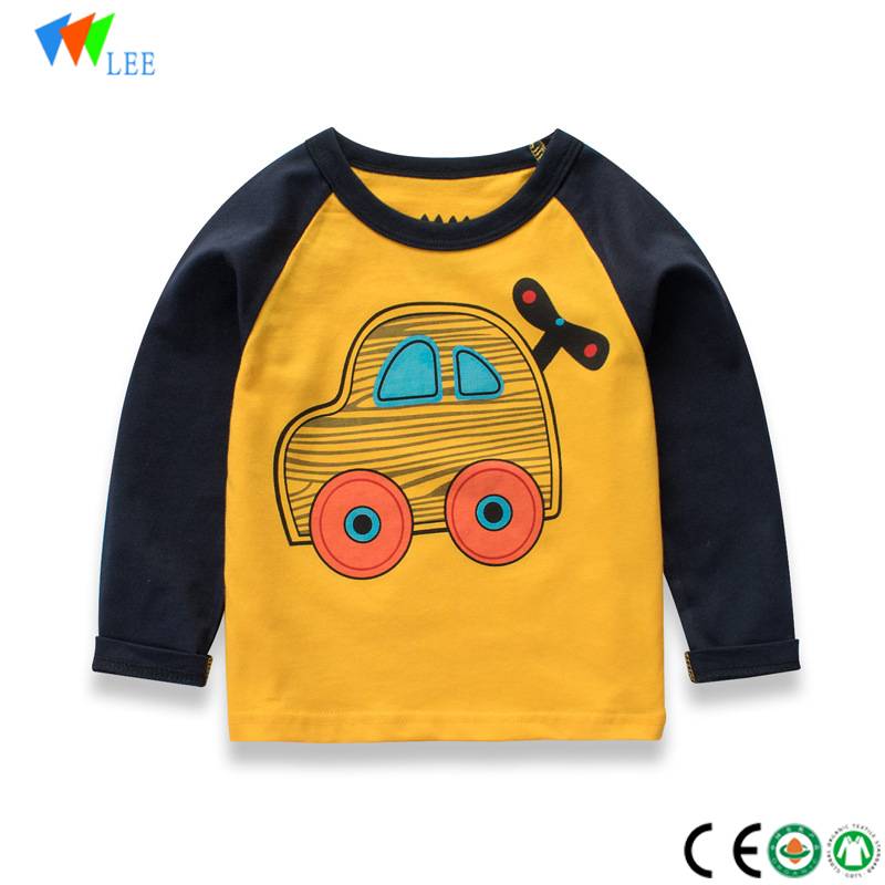 Wholesale summer new style kids round neck t-shirt long sleeve cotton T-shirt casual boy t-shirt baby