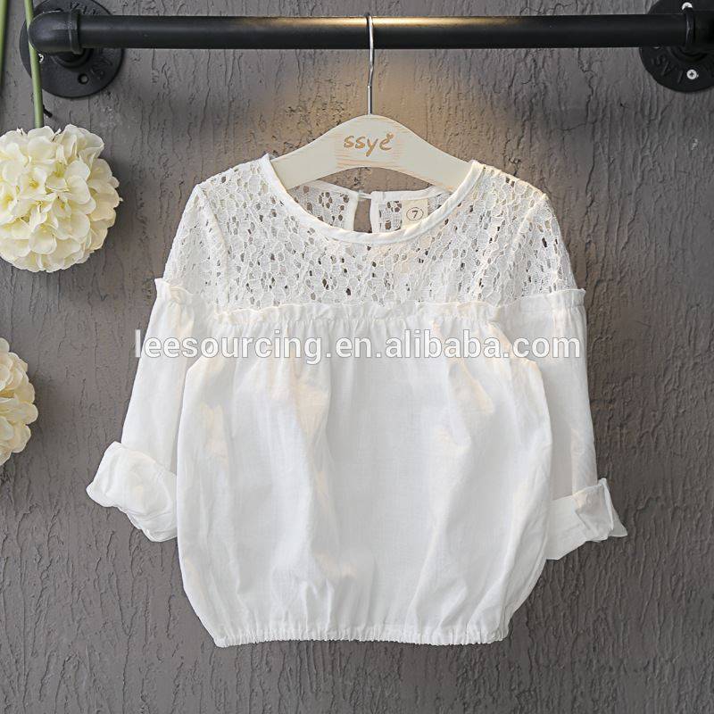 Factory supplied Baby Cotton Pants - Beautiful Autumn Round Neck Ruffle Sleeve Baby Girl Lace Shirt – LeeSourcing