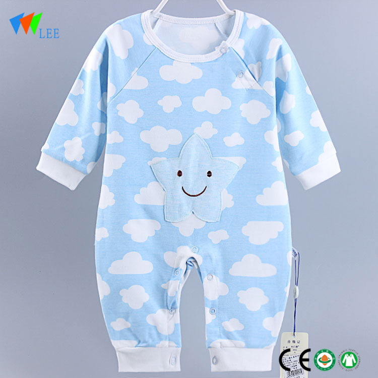 Китай произвежда нов дизайн бебето дрехи 3 / 4sleeve кашон памук обикновен onesie деца едро гащеризон
