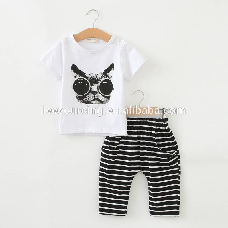 Casual plaid top and shorts cotton summer boys kids set