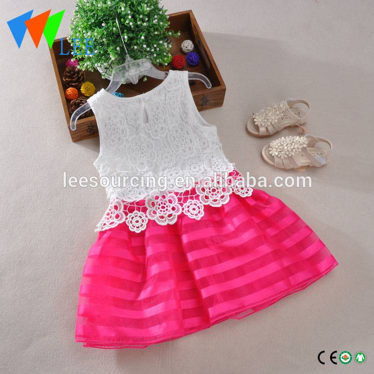 Fashion Summer Sleeveless Stripe Baby Girl Fit & Flare Jumper Tulle Tutu Dress For Girls