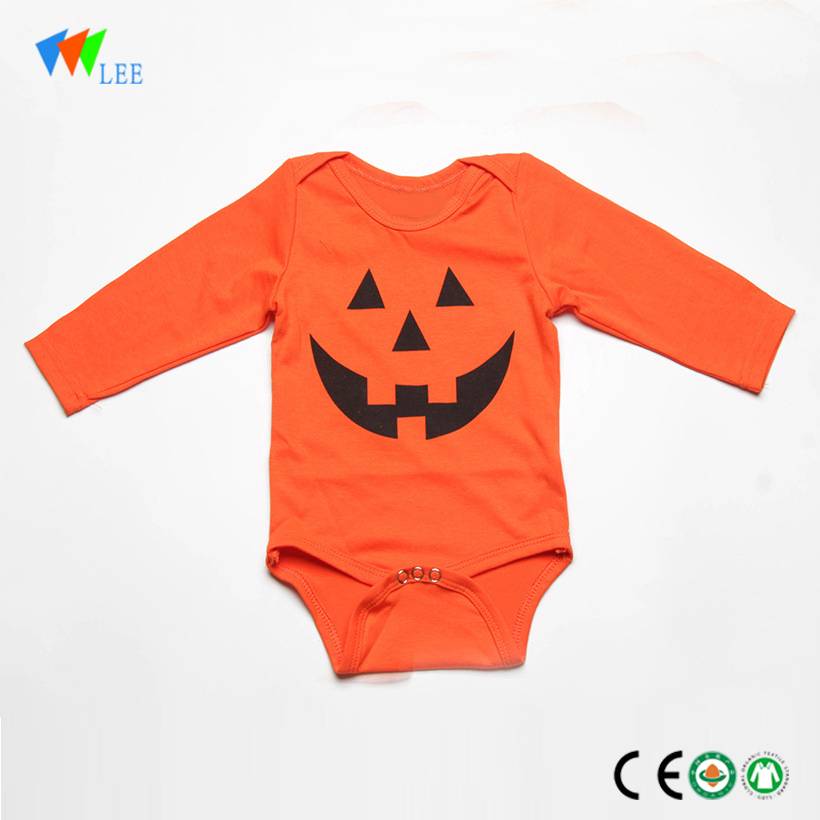 Dizajni i ri foshnja clothes100% pantallona të shkurtra pambuku organike mëngë fëmijët portokalli onesie plain foshnja e porsalindur kominoshe për fënijë