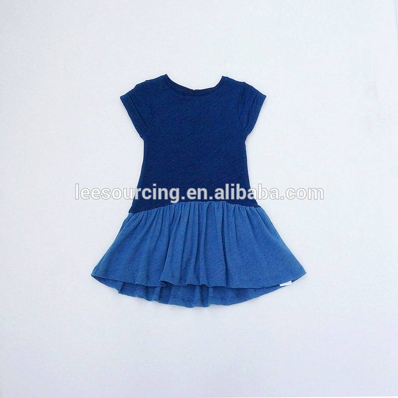 Beautiful one piece dress stylish baby girl mix-fabric dress