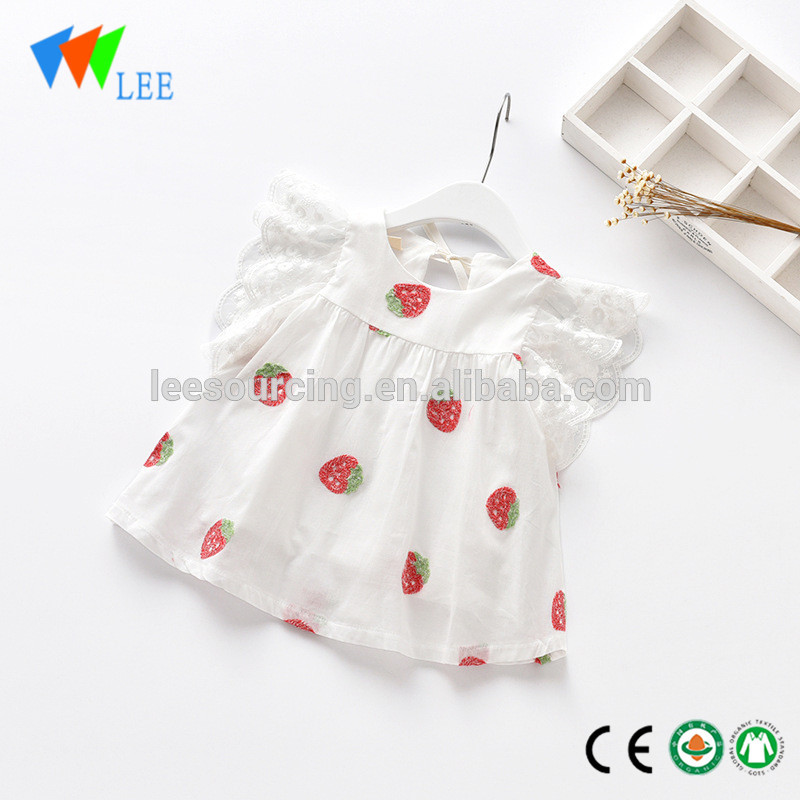 girl casual boutique full strawberry printing ruffle dress