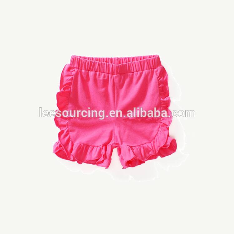 Top sale Kids summer candy colors baby girl icing 100% cotton ruffle shorts
