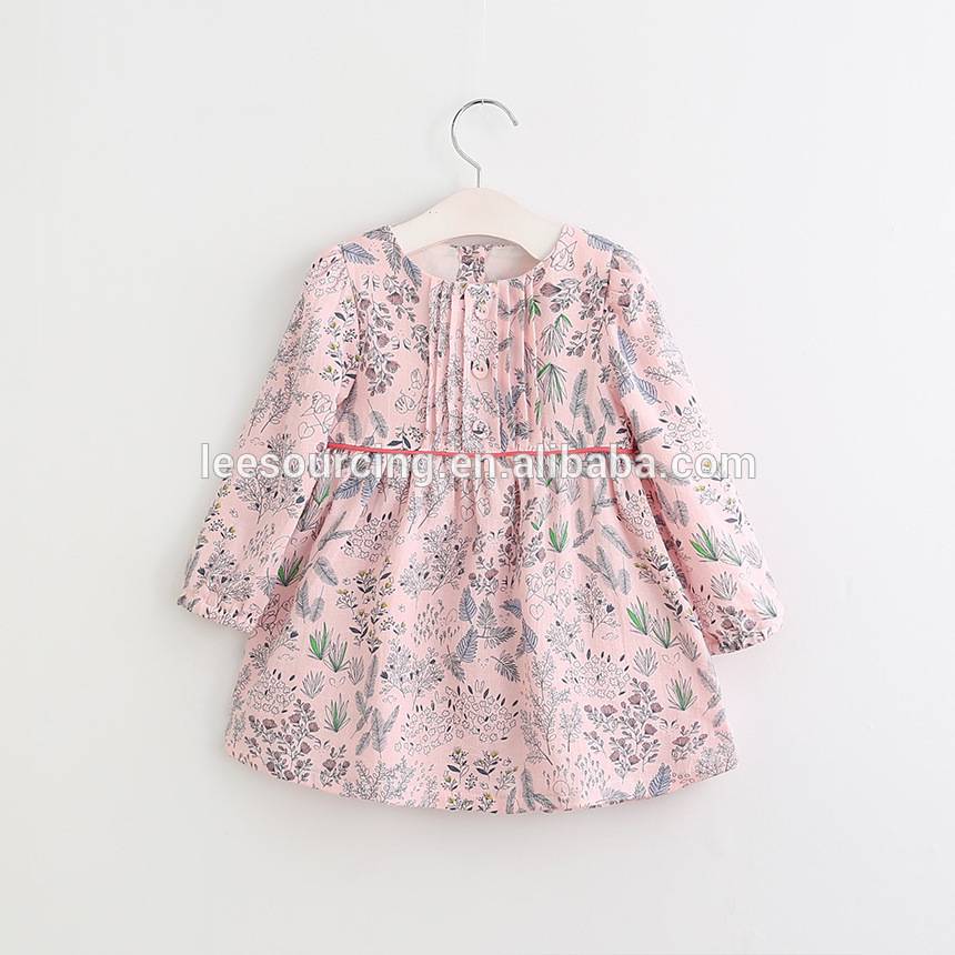 Hot flor de venda vestido balanço de manga comprida vestido de baby girl