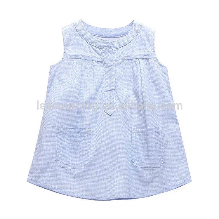 Фрок дизайн люлка жилетки рокли снимки летен деним синьо памук бебе рокля момичета