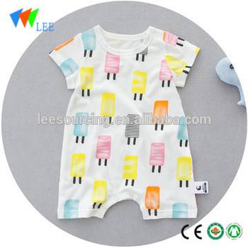 Summer baby girl cotton romper infant onesie custom printing jumpsuit wholesale