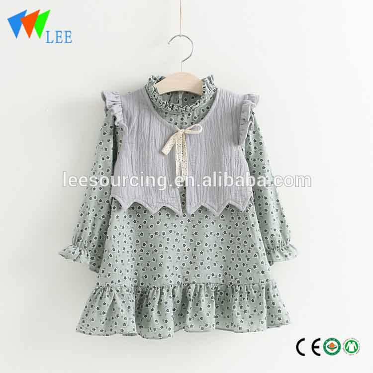 Long sleeve printing chiffon wholesale children girl princess dress