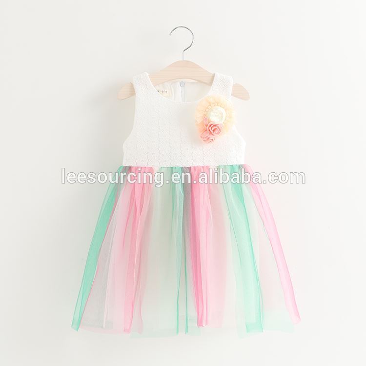 Modern Summer Lace Rainbow Baby Girl Birthday Vest Dress