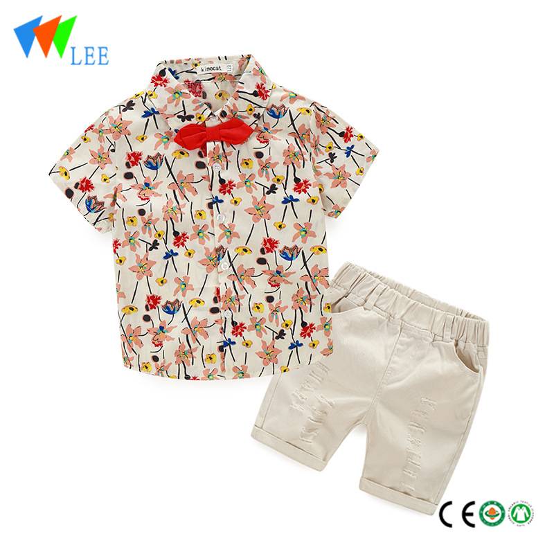 Wholesale 2 pieces kids clothes sets kids blouse and shorts set baby girl clothes set
